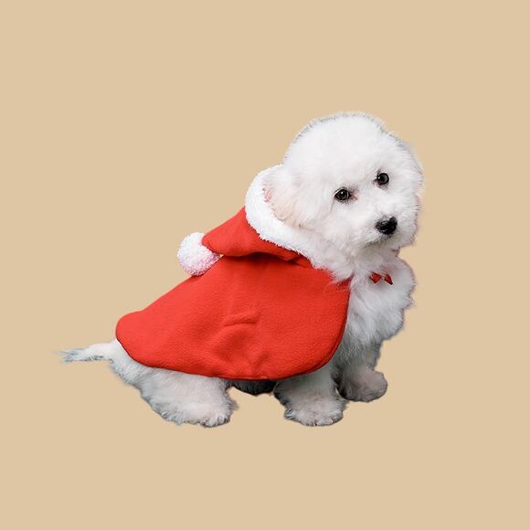 Christmas Cat Puppy Red Cloak with Santa Hat Costume Outfit Size M - Picture 2 of 7
